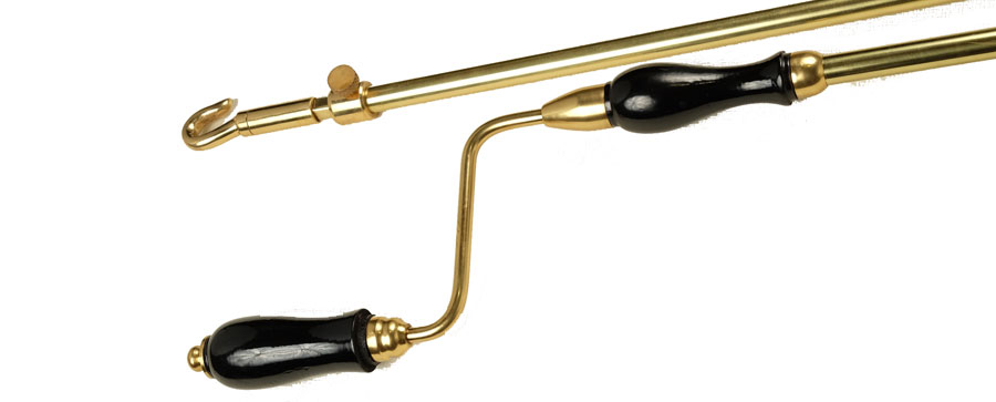 Rocburn - Adjustable Opener Pole - 1.5 to 3 meter - Brass With Dark Wood Handles