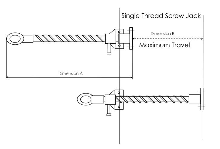 Rocburn - Single Thread Screwjack - 150mm - Satin Chrome